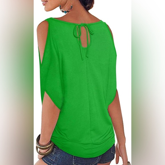Medium NWT Ranphee Womens Summer Cold Shoulder Tops Short Sleeves T-Shirt L - Picture 3 of 8
